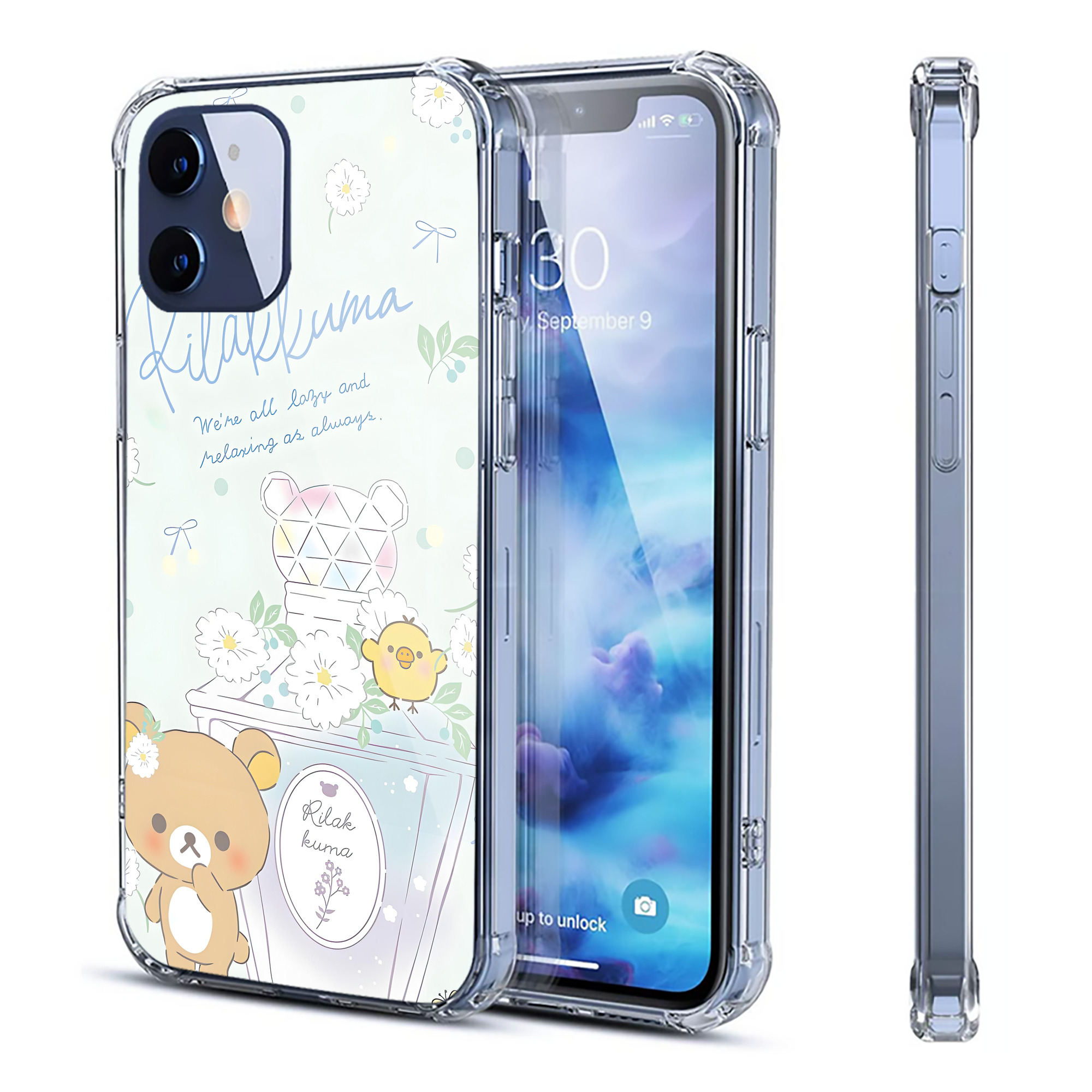 （画像用） リラックマ リラックマ キイロイトリ Rilakkuma Korilakkuma Kiiroitori 【iPhone 12シリーズ対応】透明スマホケース（クリアソフトケース）